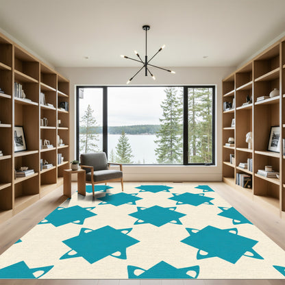 Teal Starburst Contemporary Geometric Rug