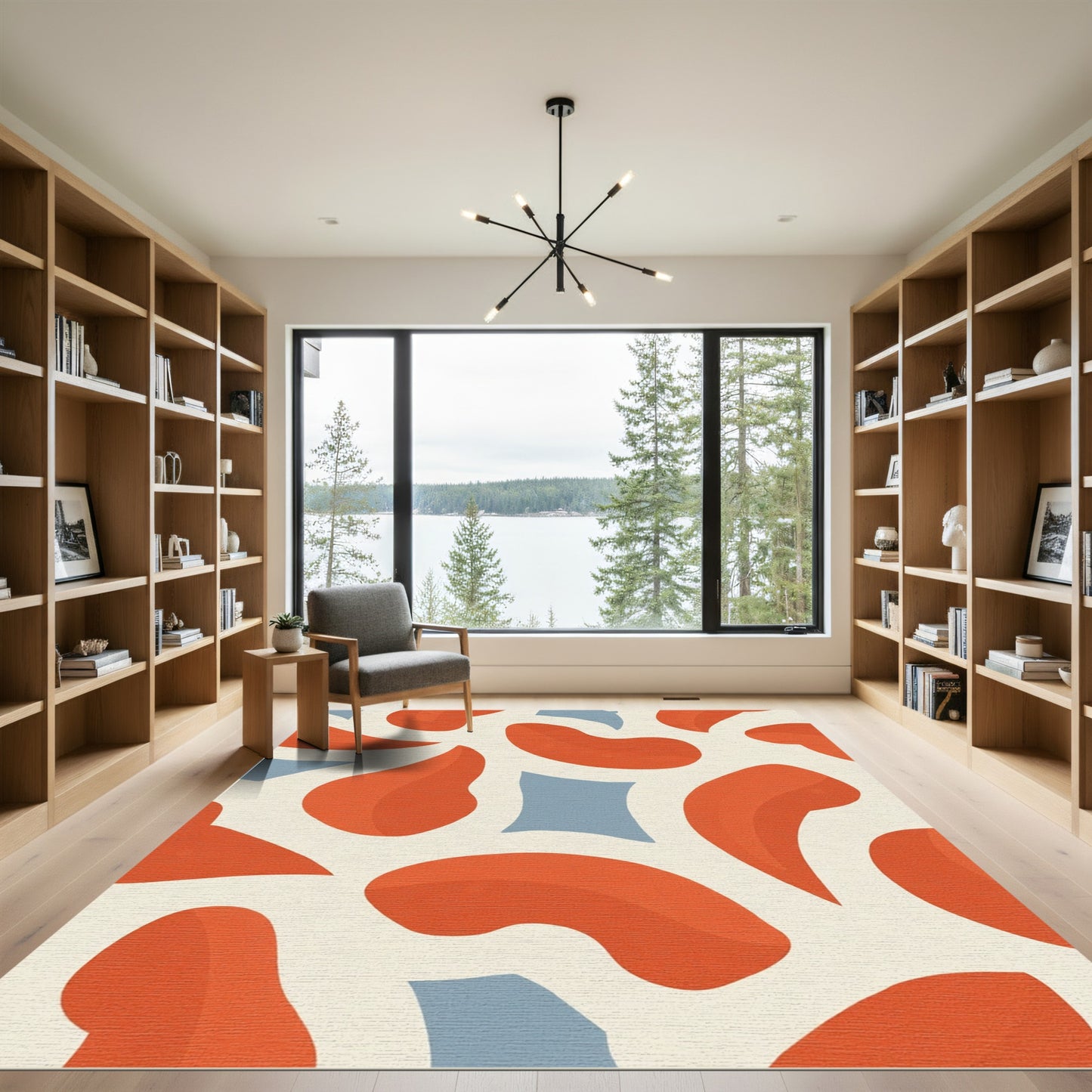 Terracotta Blue Organic Shapes Rug