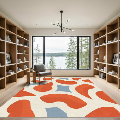 Terracotta Blue Organic Shapes Rug
