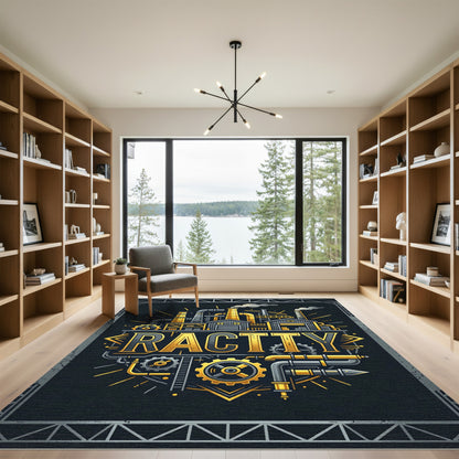 Industrial Metallic Gear Mechanical Factory Art Rug