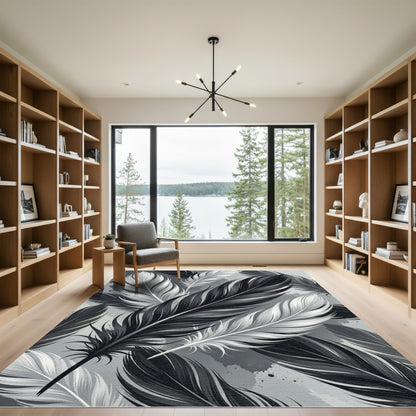 Monochromatic Feather Cluster Composition Rug