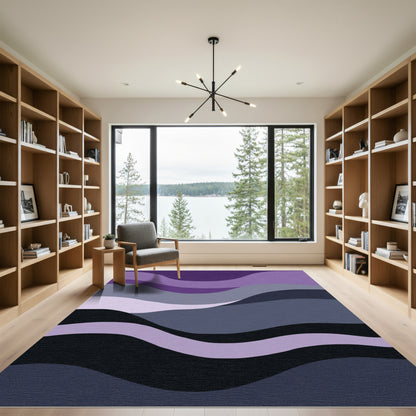 Amethyst Waves Abstract Layered Rug