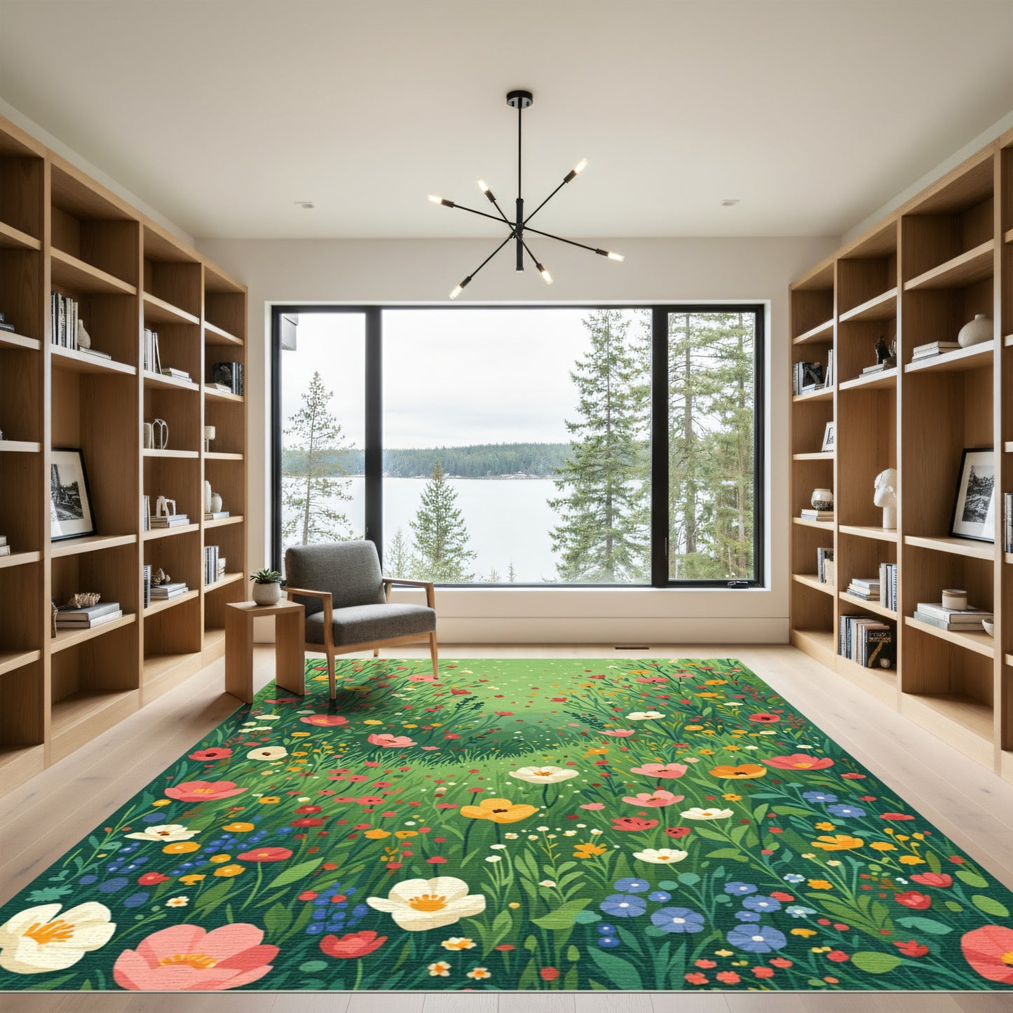 Vibrant Meadow Wildflower Garden Rug