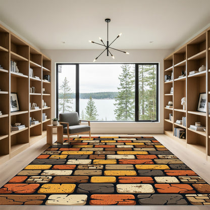 Earthy Rustic Brick Texture Rug