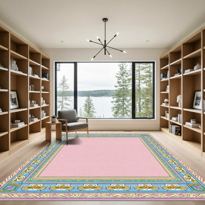 Pastel Pink Butterfly Border Rug
