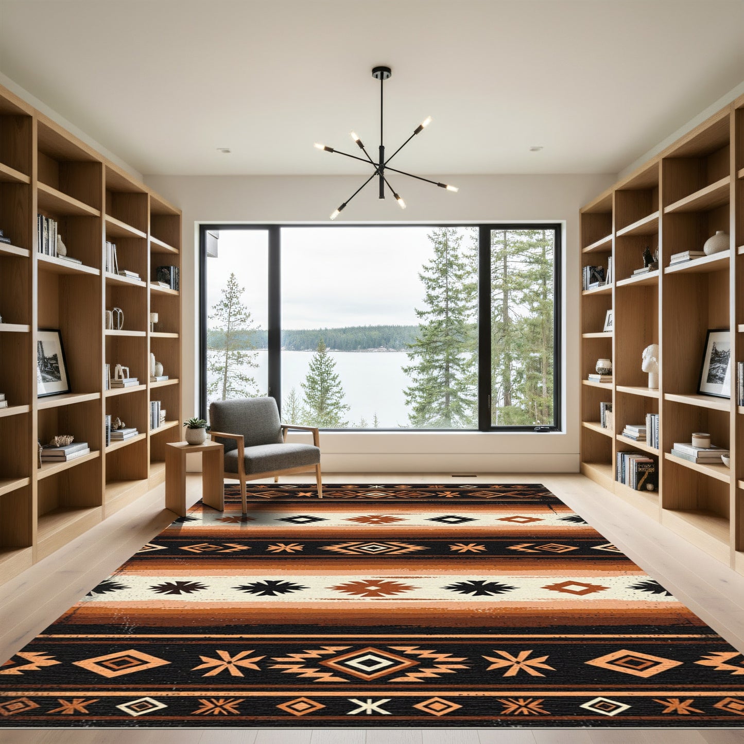 Earthy Ochre Southwestern Diamond Stripe Rug
