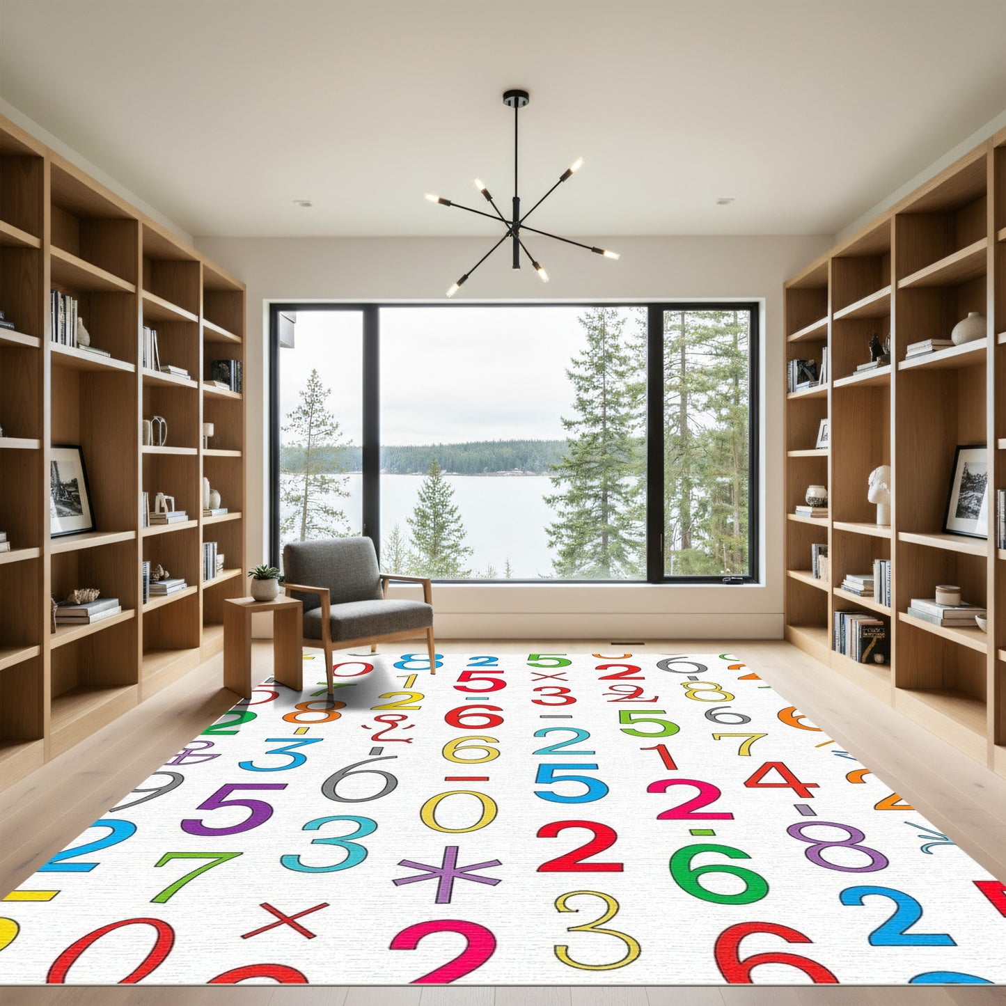 Colorful Numbers Math Mixed Collage Rug
