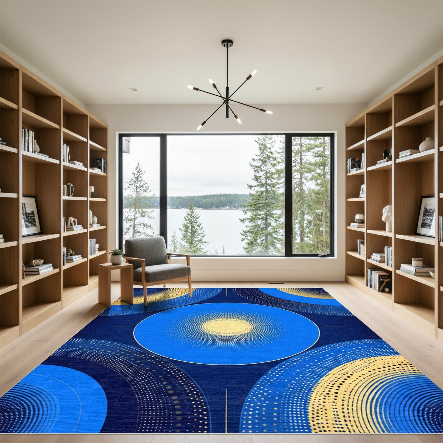 Deep Blue Golden Circle Radiance Rug