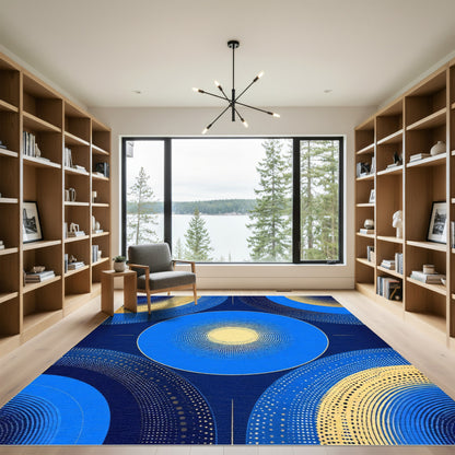 Deep Blue Golden Circle Radiance Rug