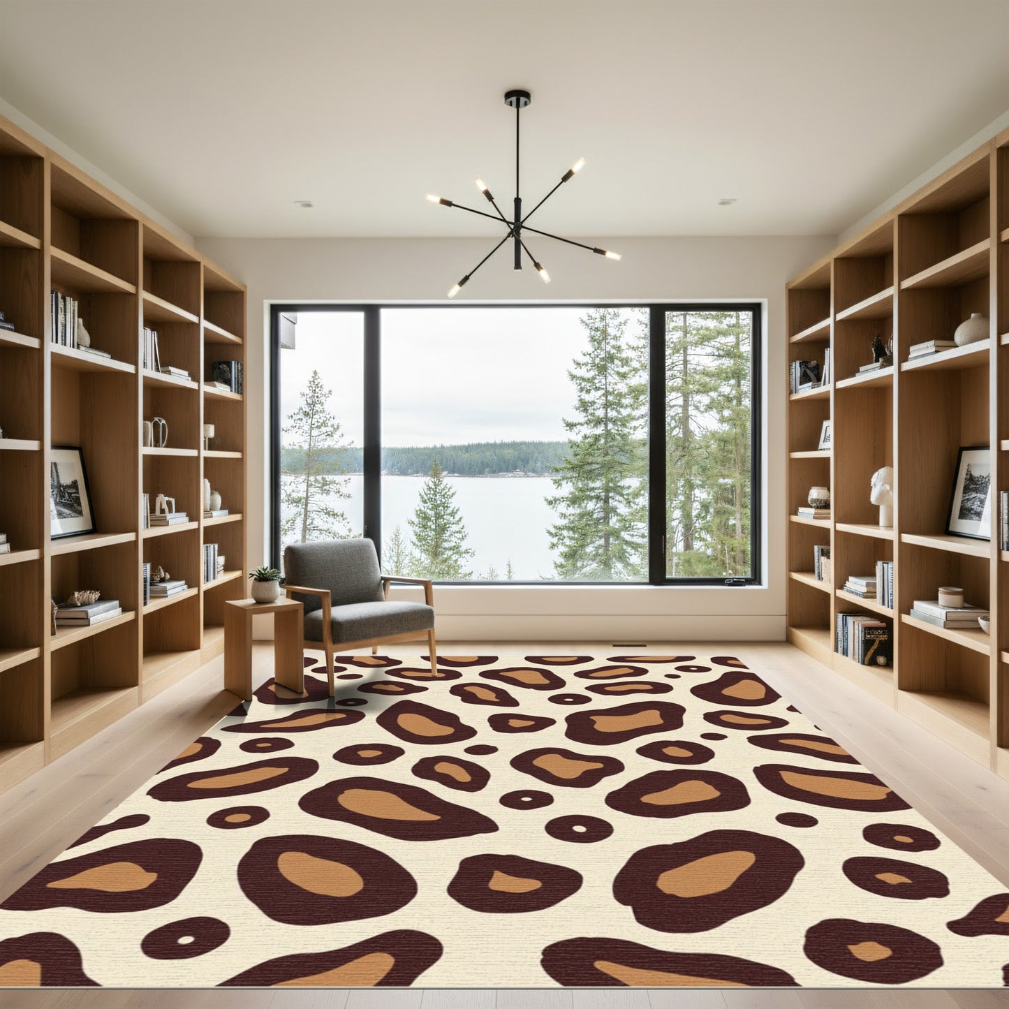 Brown Cream Leopard Spot Arrangement Rug