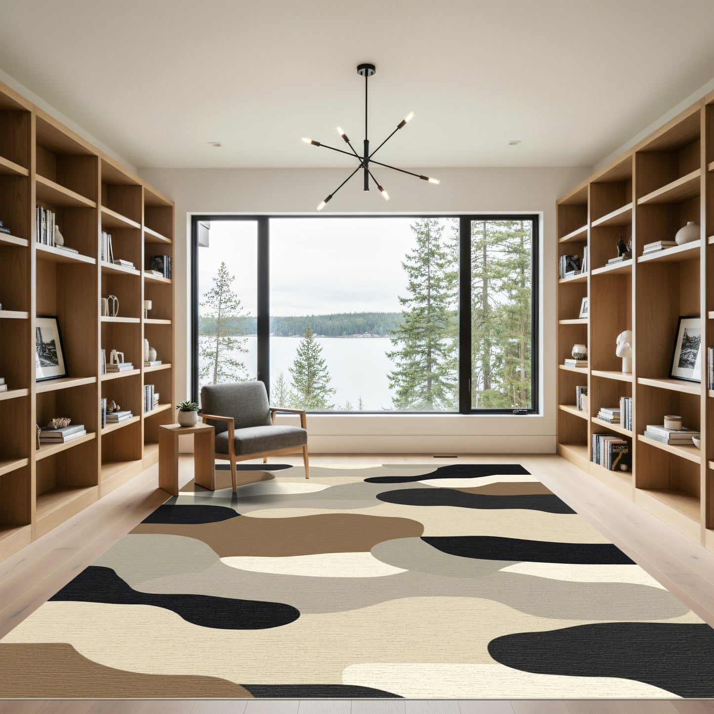Earthy Abstract Camouflage Wave Rug