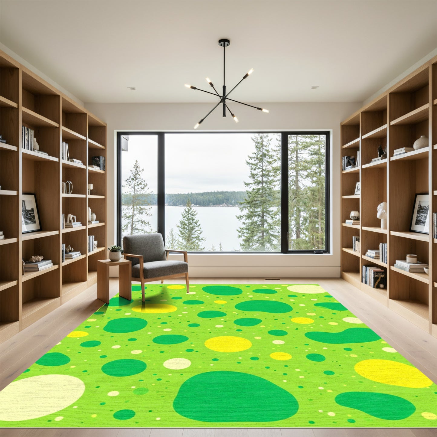 Lush Green Yellow Dot Splatter Rug