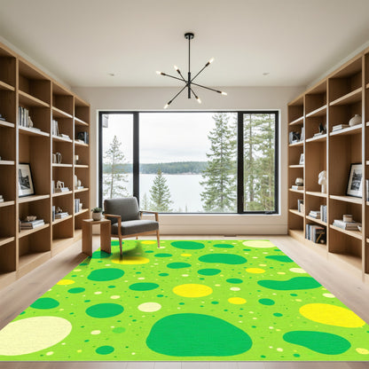 Lush Green Yellow Dot Splatter Rug