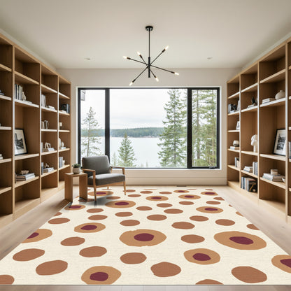 Earthy Brown And Burgundy Circles Rug