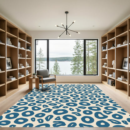 Blue Abstract Spots Organic Rug