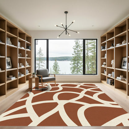 Earthy Brown Flowing Intertwined Lines Rug