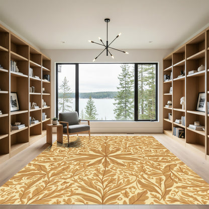 Golden Oak Leaf Medallion Pattern Rug