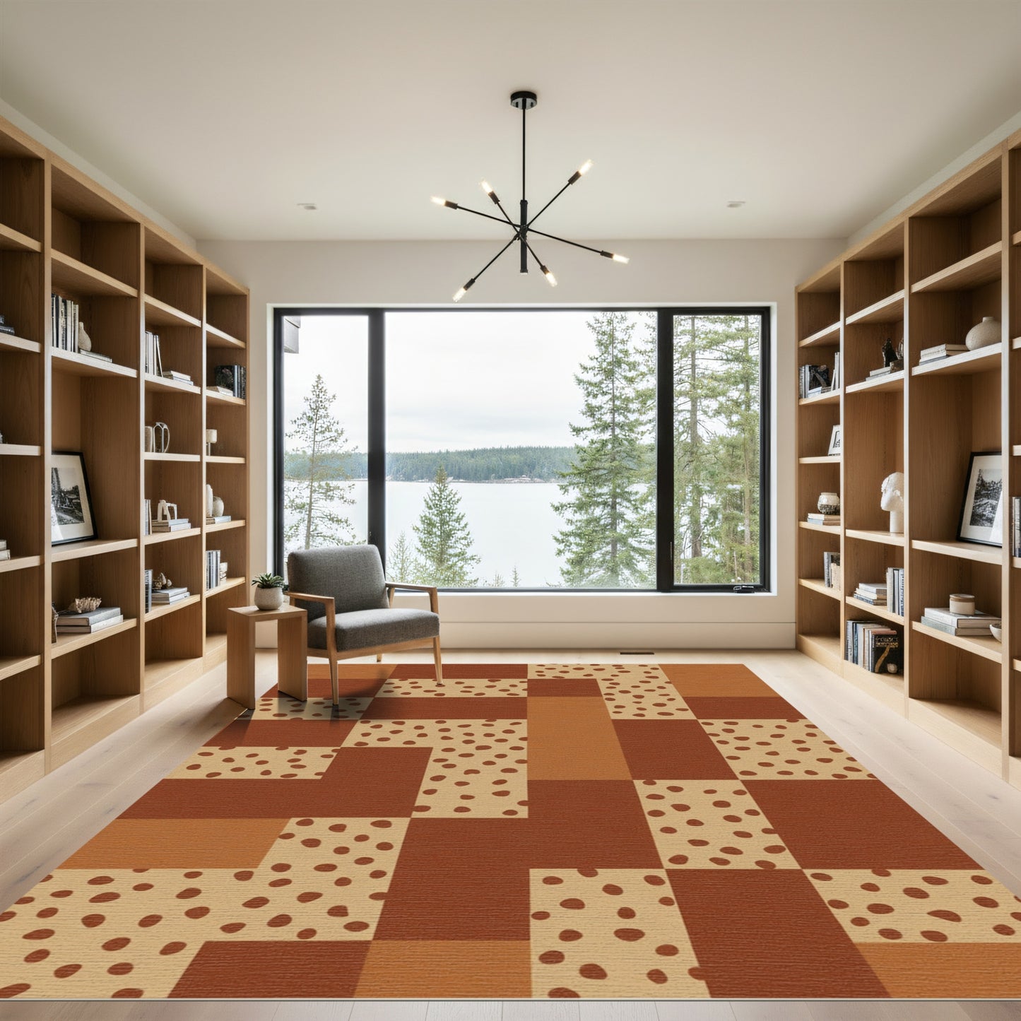Sandy Brown Earthy Blocks Rug