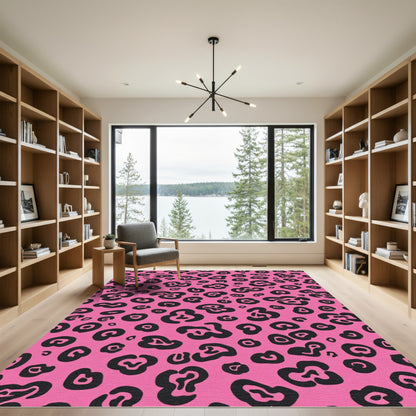 Bold Pink Leopard Spots Rug