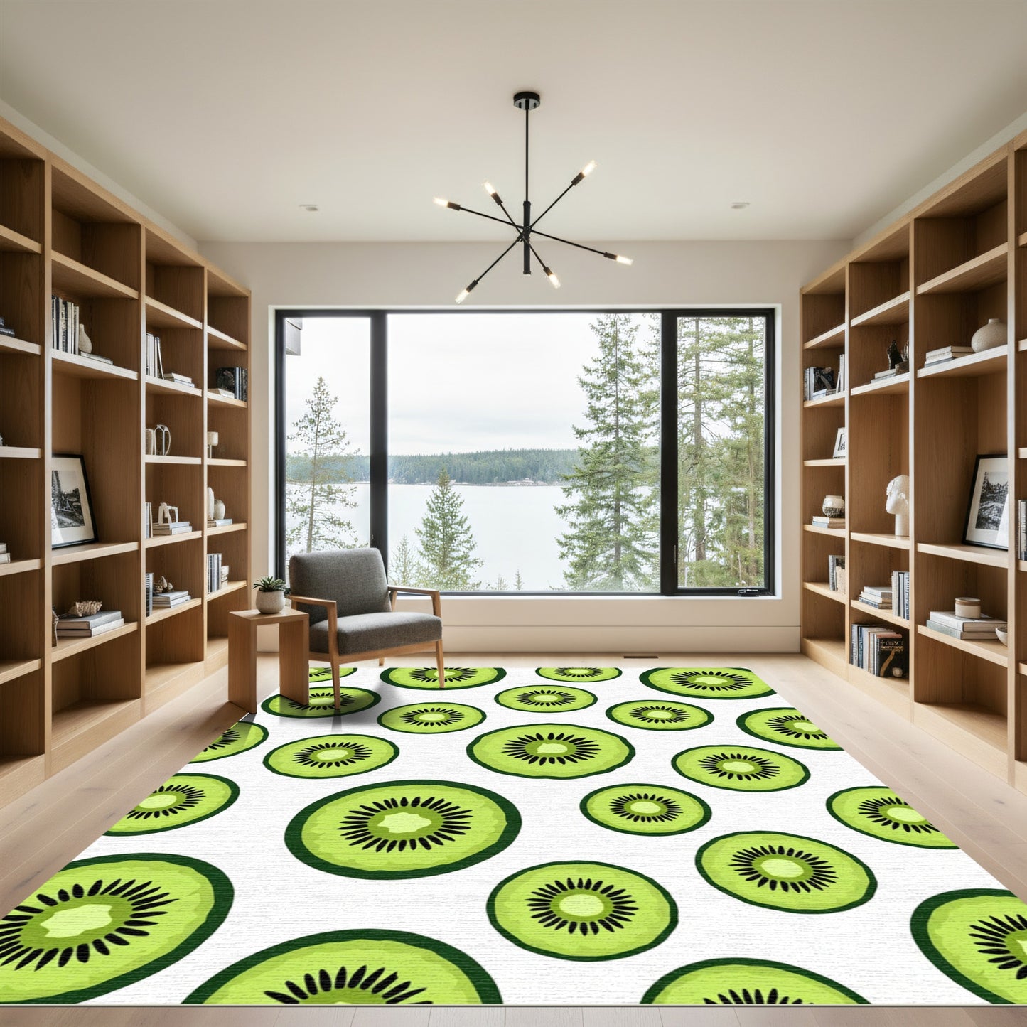 Fresh Sliced Green Kiwi Fruit Rug
