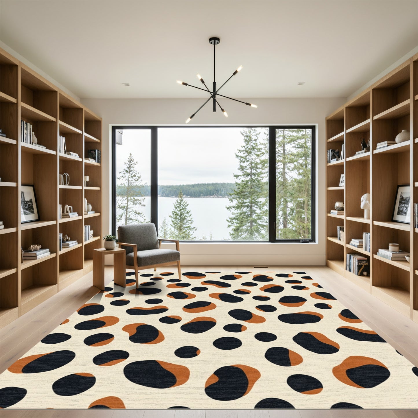Tan And Black Spotty Bloom Rug