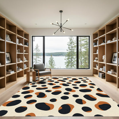 Tan And Black Spotty Bloom Rug