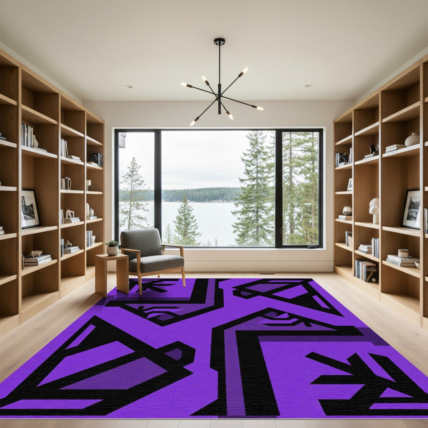 Bold Purple Geometric Angular Rug