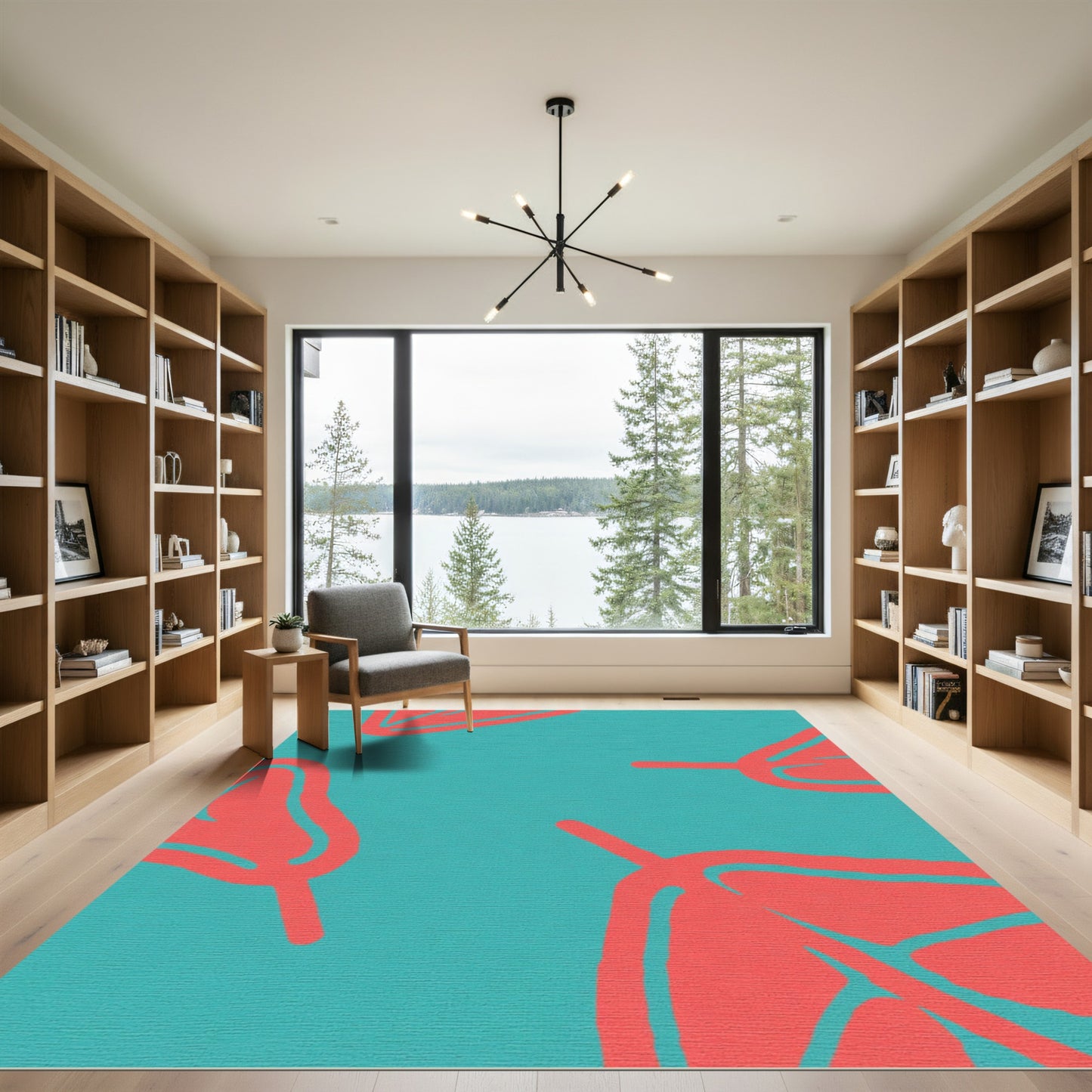 Coral Petal Teal Scatter Rug