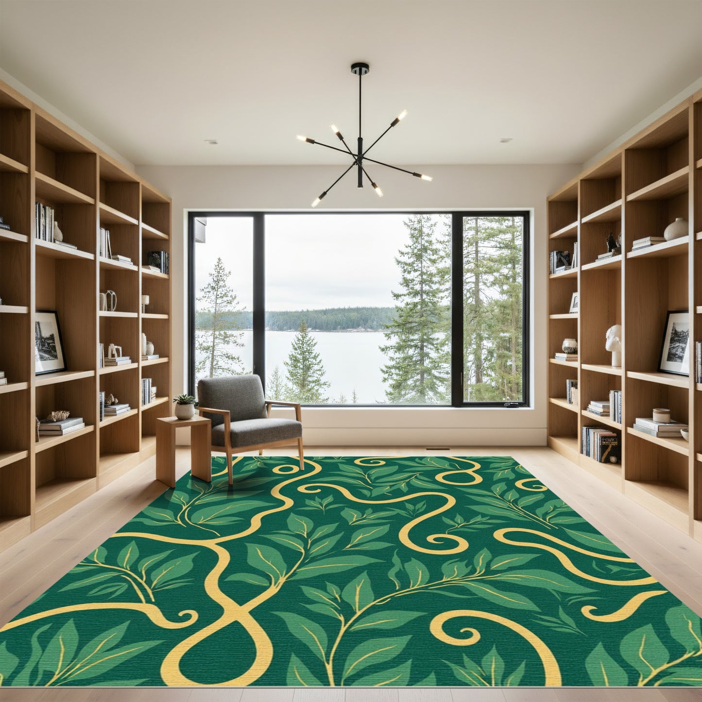 Emerald Green Botanical Swirl Rug