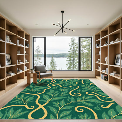 Emerald Green Botanical Swirl Rug