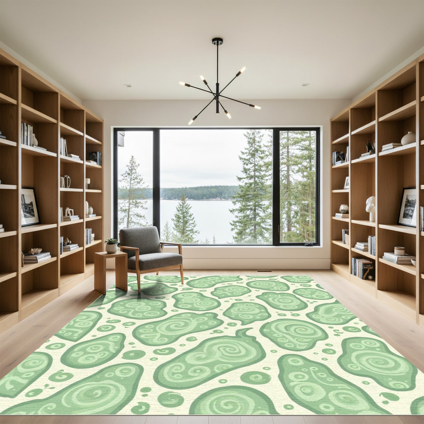Sage Green Abstract Organic Swirl Rug