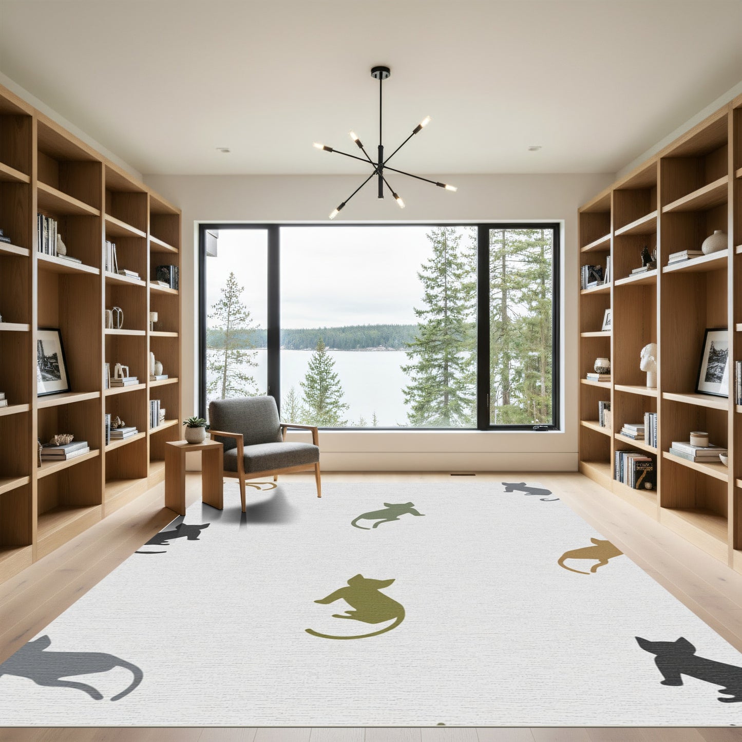 Whimsical Cat Silhouette Scatter Rug