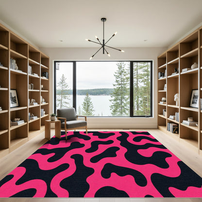 Fuchsia Swirl Abstract Organic Rug
