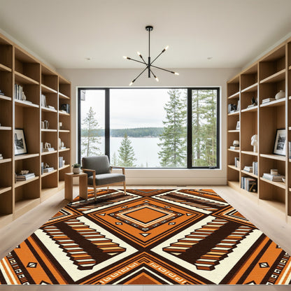 Geometric Terracotta Step Diamond Art Rug