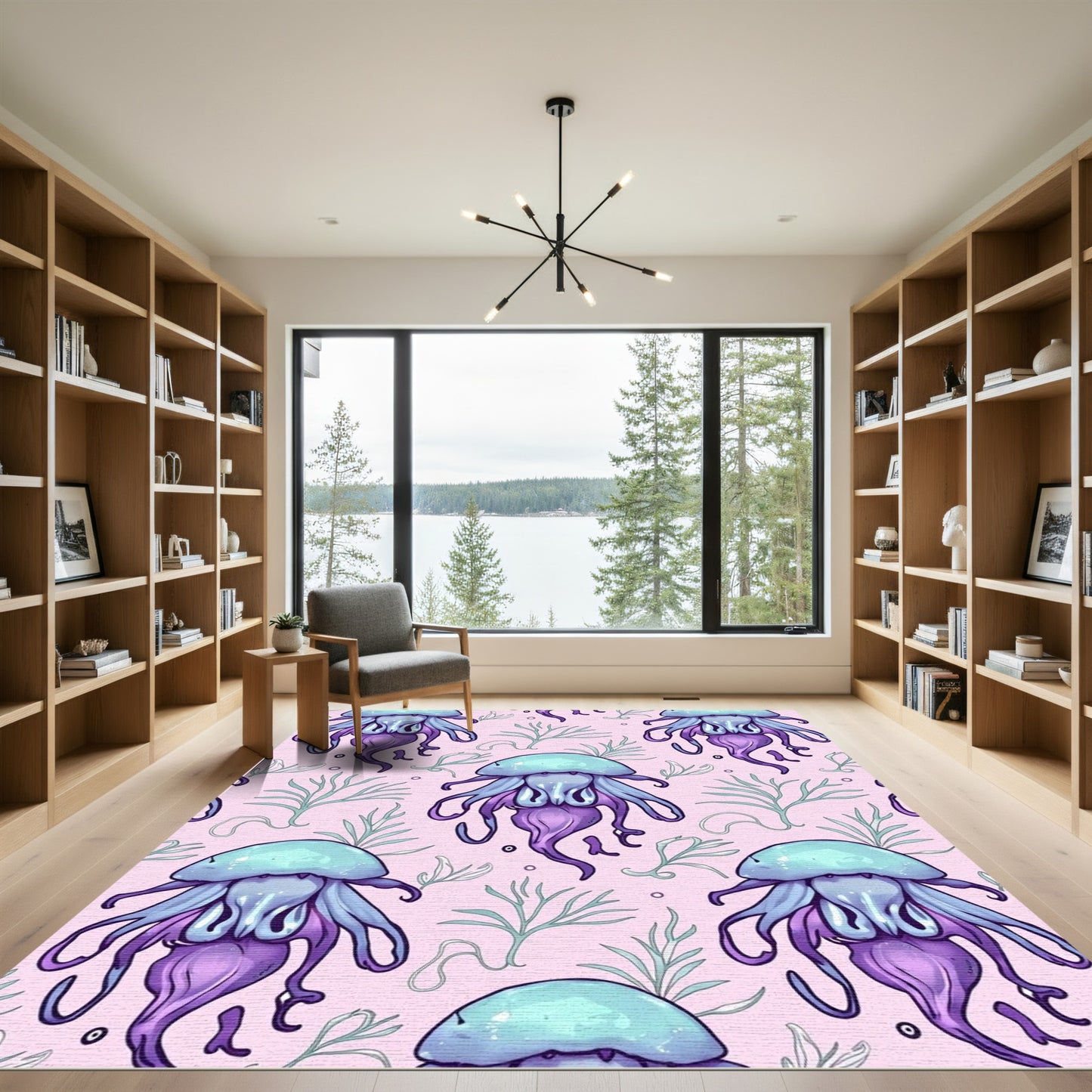 Aqua And Lavender Jellyfish Seaweeds Rug