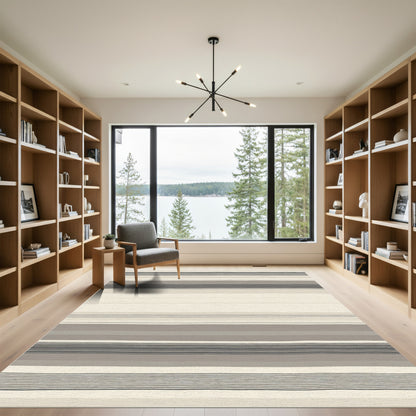 Neutral Tone Hand Drawn Stripes Rug