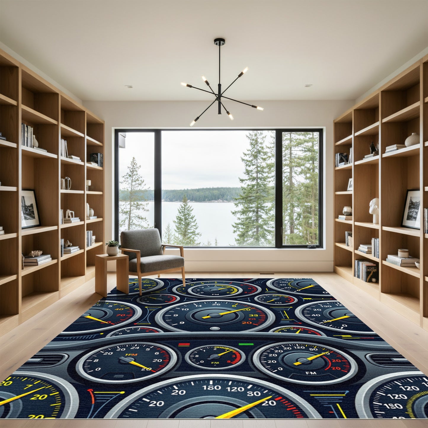 Dark Industrial Analog Gauge Instrument Panel Rug