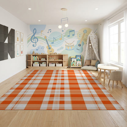 Bold Orange and White Plaid Rug