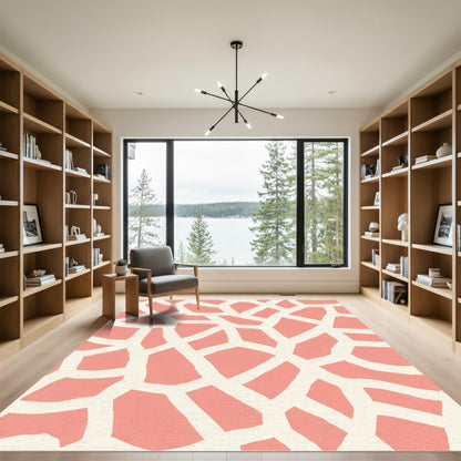 Coral Giraffe Spots Contemporary Rug