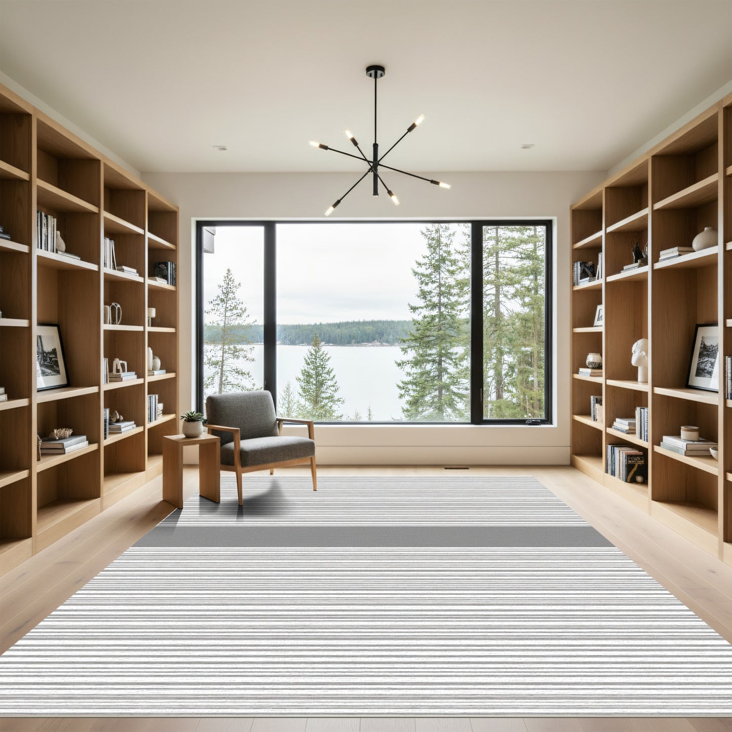 Modern Gray Stripe Minimalist Rug