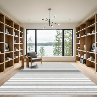 Modern Gray Stripe Minimalist Rug