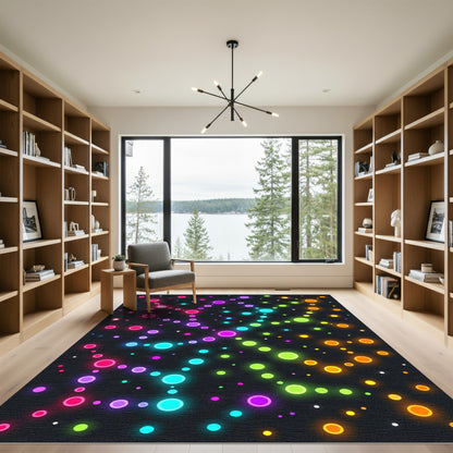 Neon Galaxy Constellation Iridescent Circle Art Rug