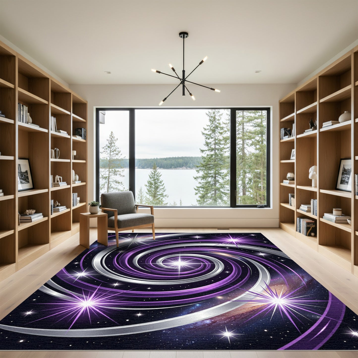 Cosmic Purple Galactic Swirl Galaxy Rug