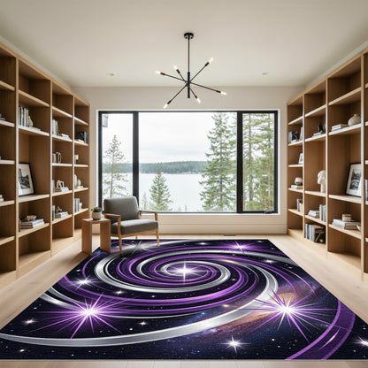 Cosmic Purple Galactic Swirl Galaxy Rug