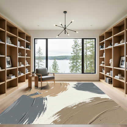 Abstract Earthy Tone Brushed Stroke Rug