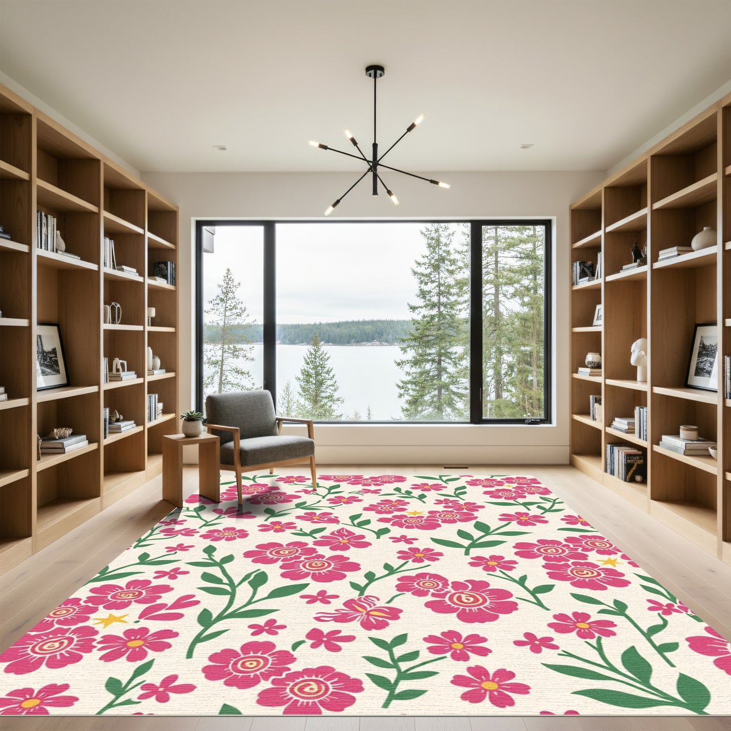 Crimson Blossom Foliage Rug