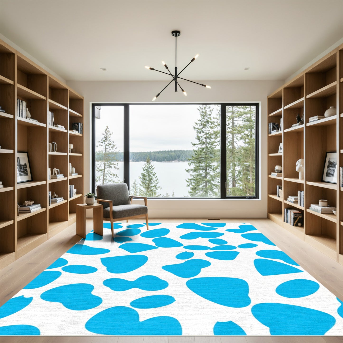 Bright Blue Organic Spots Rug