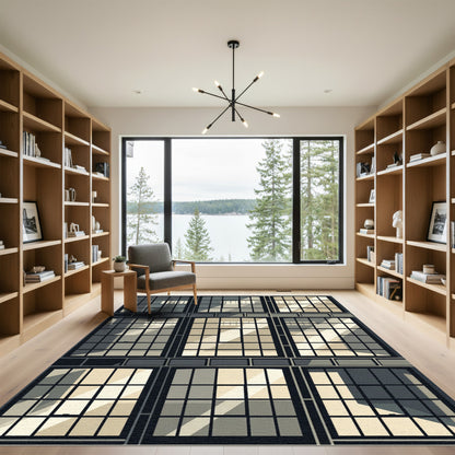 Industrial Grid Architectural Light Window Rug