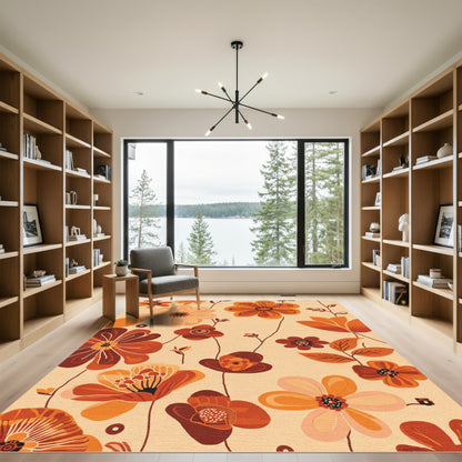 Warm Earthy Tone Floral Medley Rug