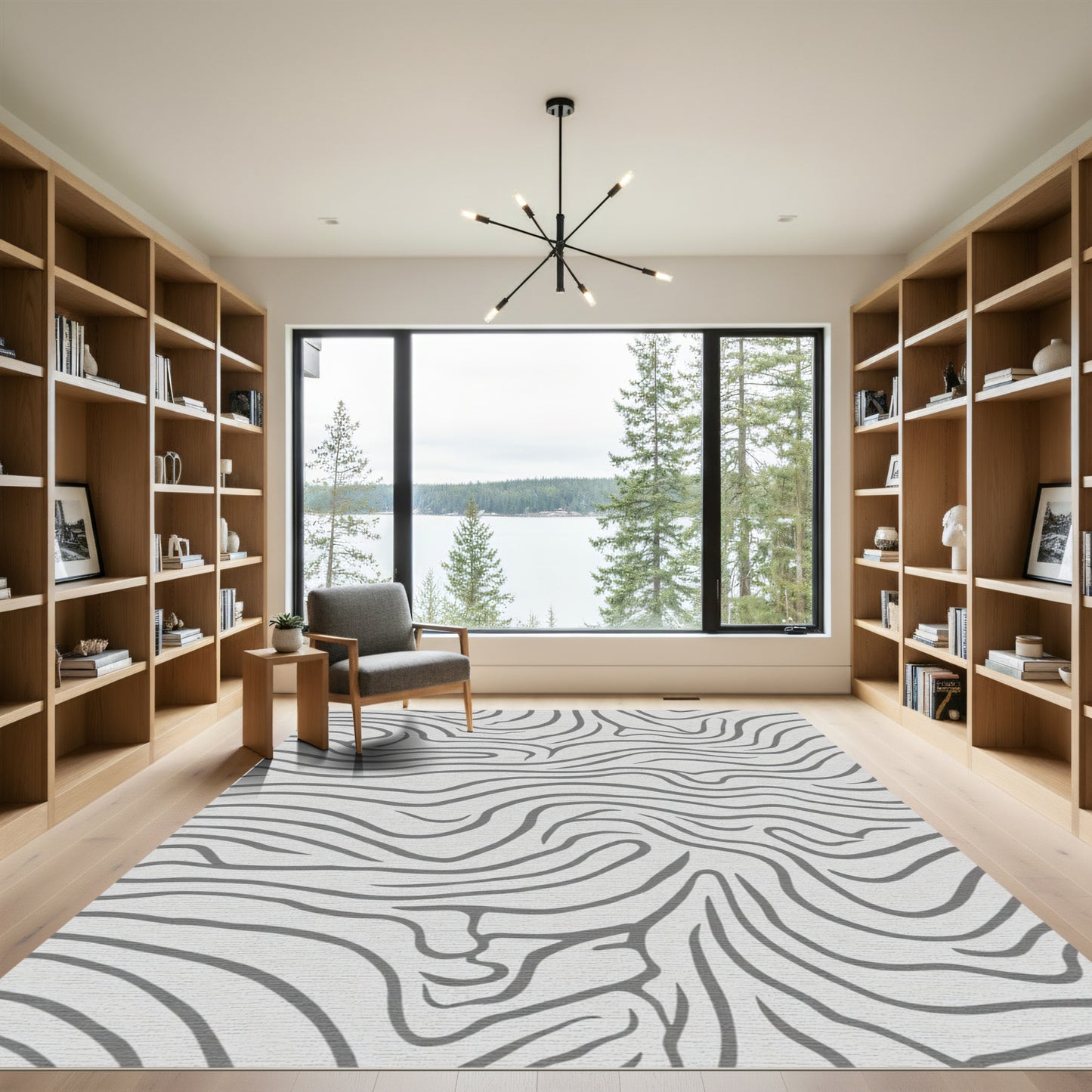 Gray Wavy Zebra Stripe Rug